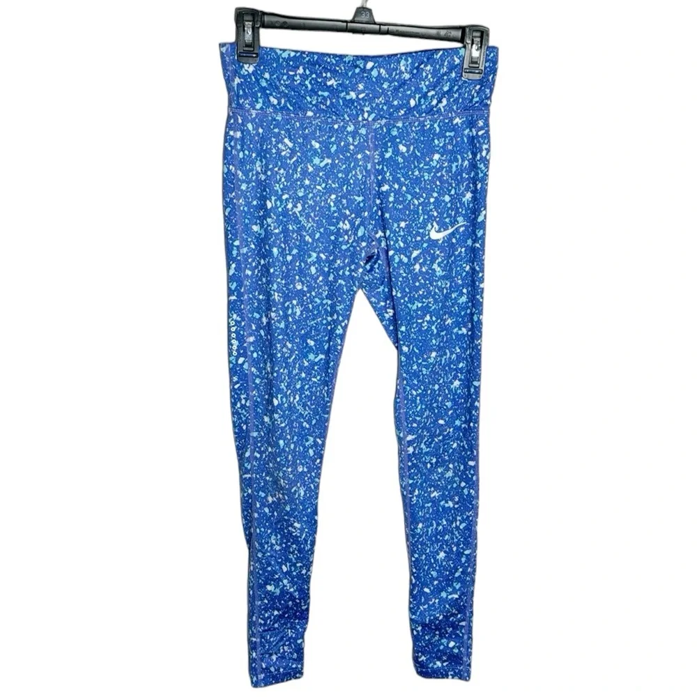 Nike Dri-Fit electric blue speckled athletic running tights leggings size S